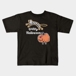 Alley Cat and Scary Halloween Pumpkin Kids T-Shirt